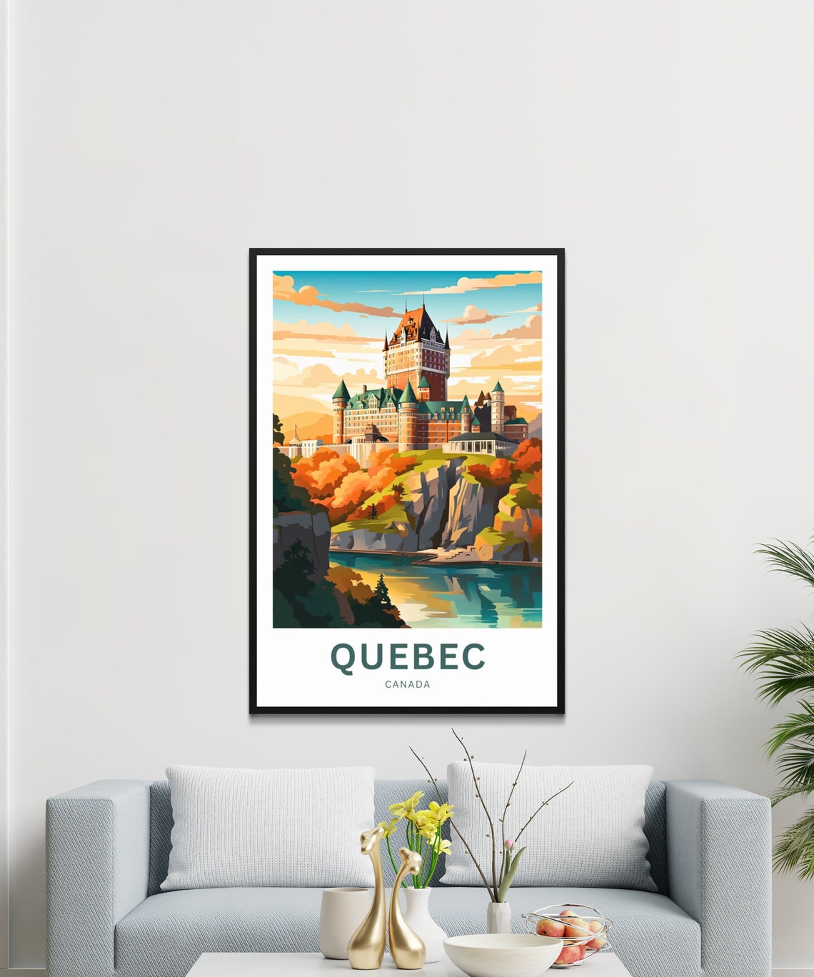 Chateau Frontenac Quebec Cliff Personalized Custom Text Canada Poster - Image 3