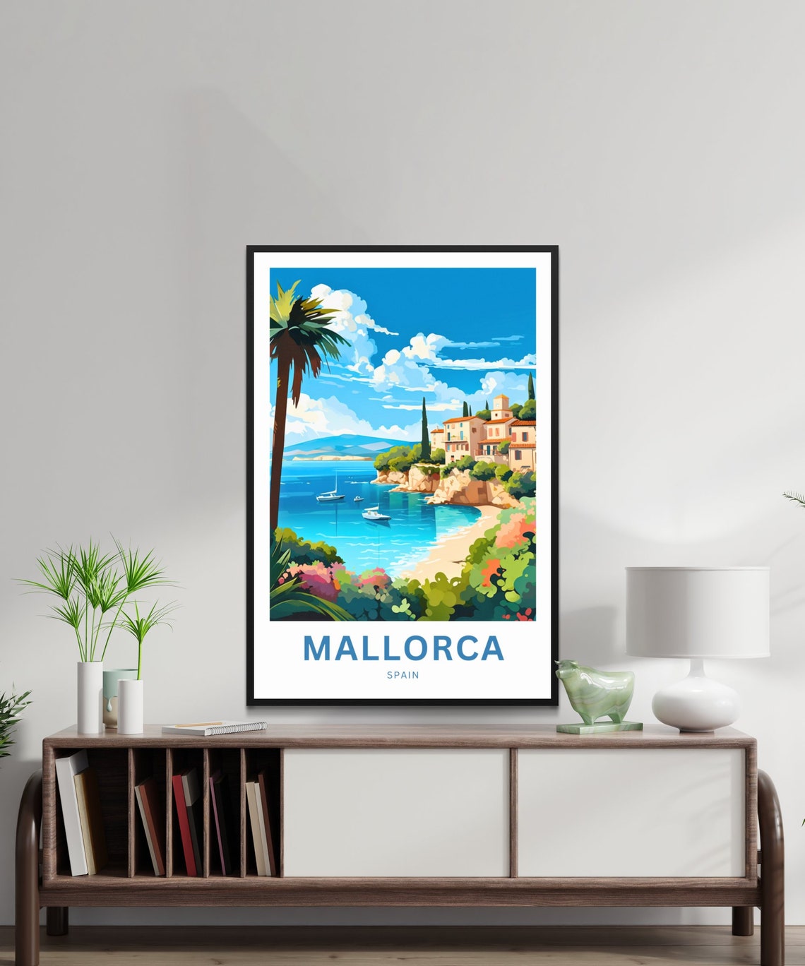 Mallorca Spain Bay Boats Turquoise Water Custom Travel Poster - Image 2