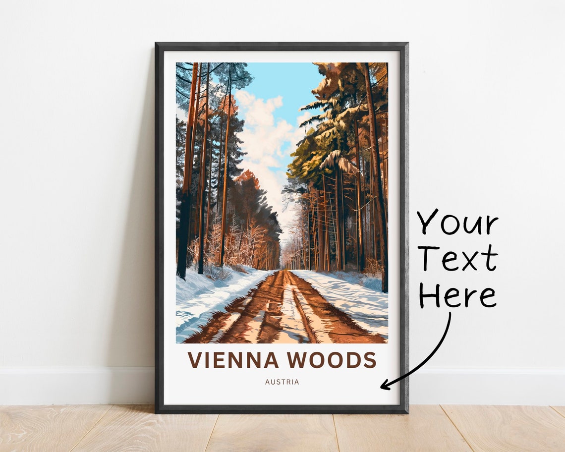 Personalized Vienna Woods Sunlit Winter Trail Custom Name Poster