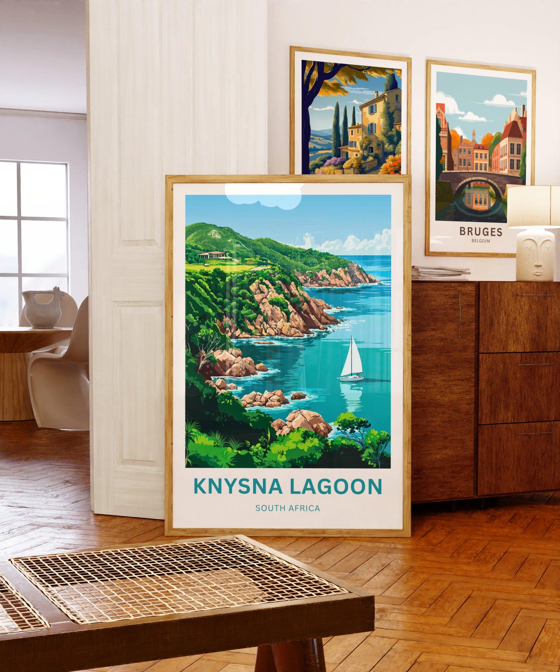 Knysna Lagoon South Africa Turquoise Bay Sailboat Travel Poster - Image 5