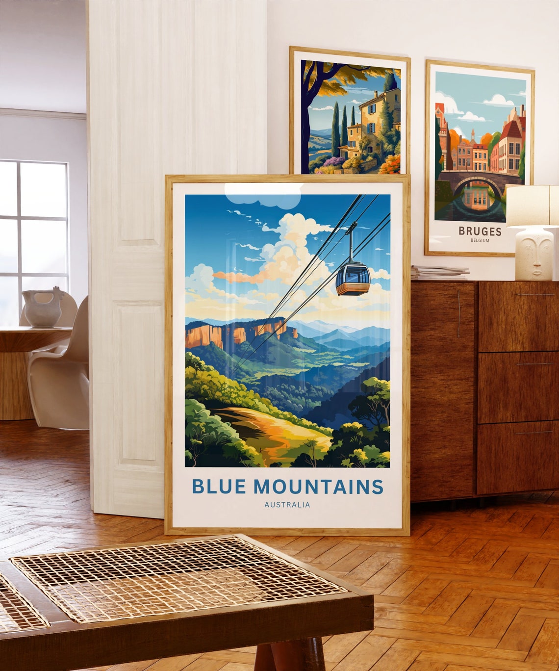 Blue Mountains Australia Sunset Cable Car Cliffs Travel Poster - Image 5