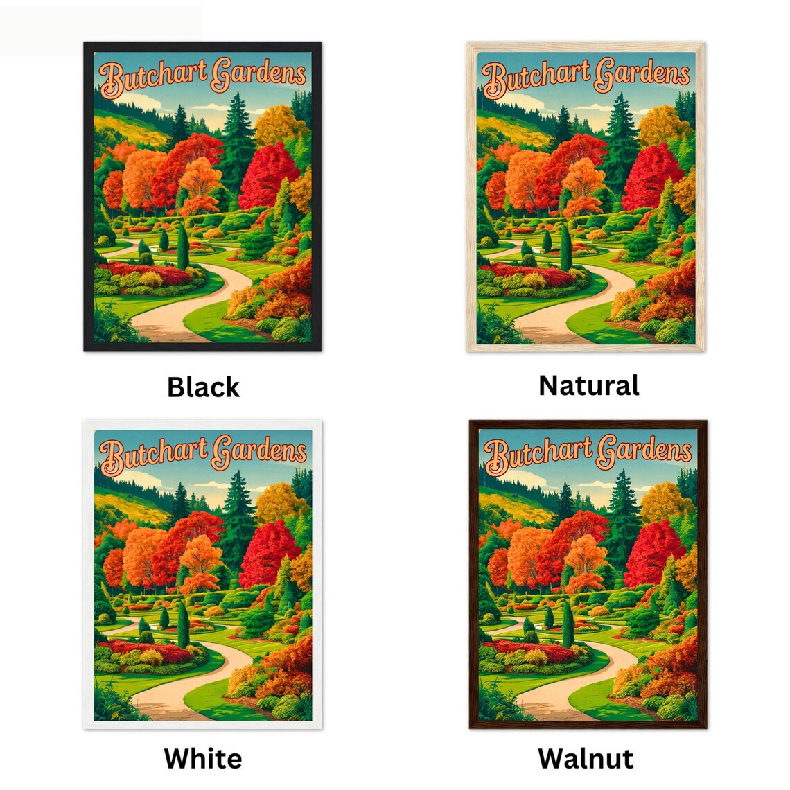 Butchart Gardens Vintage Travel Poster Autumn Garden Landscape - Image 4
