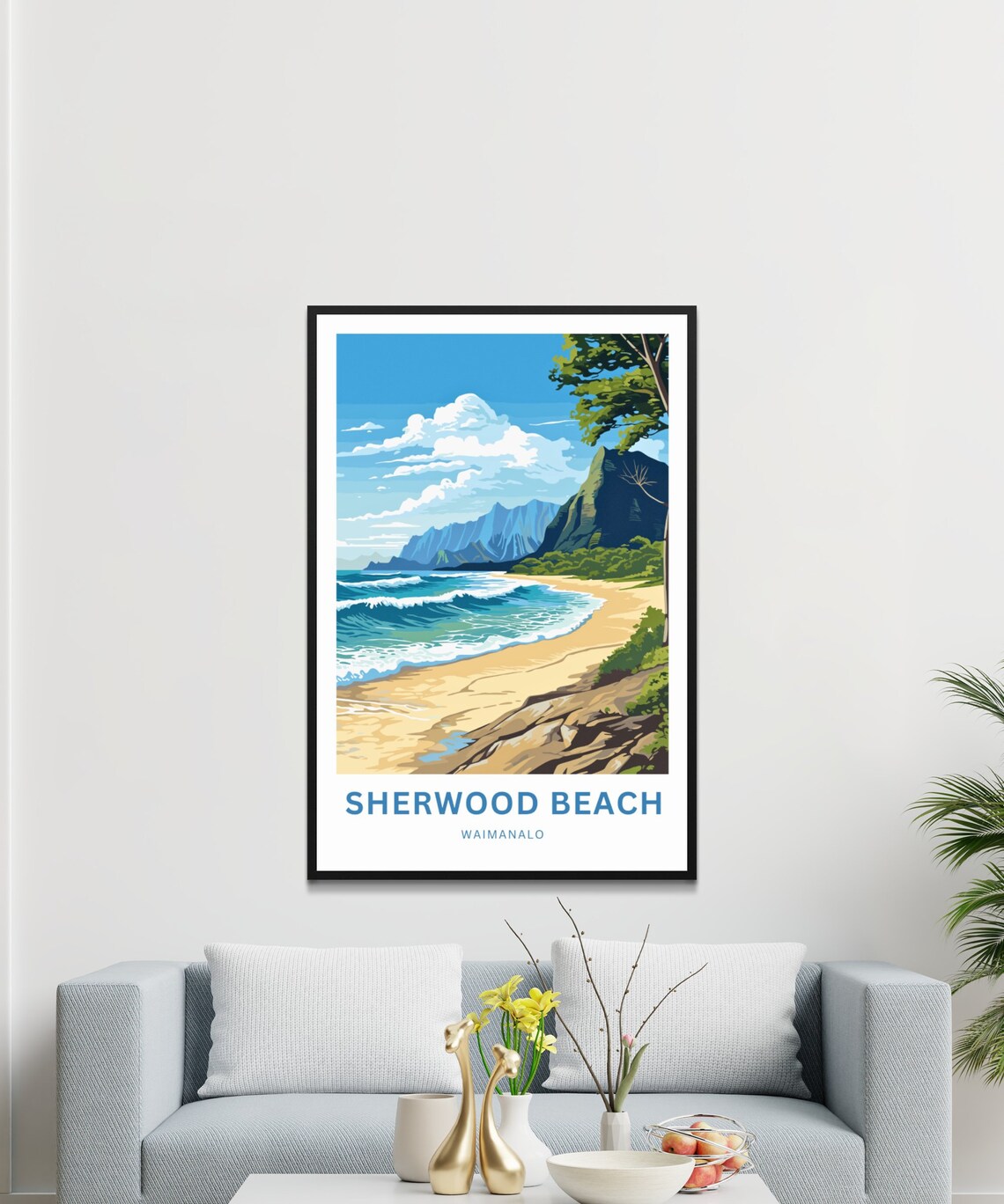 Sherwood Beach Waimanalo Turquoise Waves Hawaii Travel Poster - Image 3