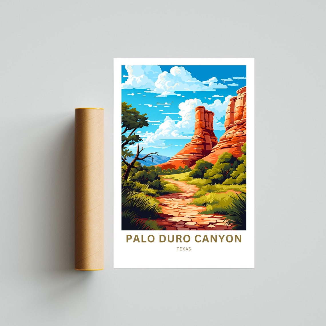 Palo Duro Canyon Texas Red Rock Spires Desert Trail Vintage Poster - Image 4