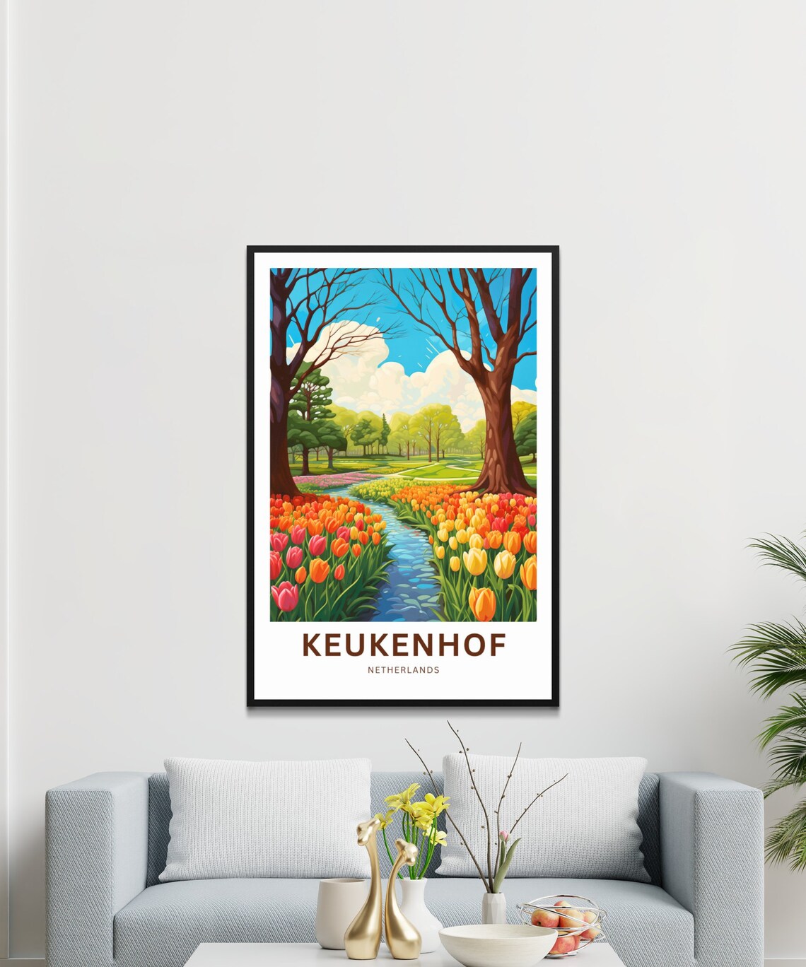 Keukenhof Netherlands Tulip Fields Along Canal Spring Bloom Poster - Image 3