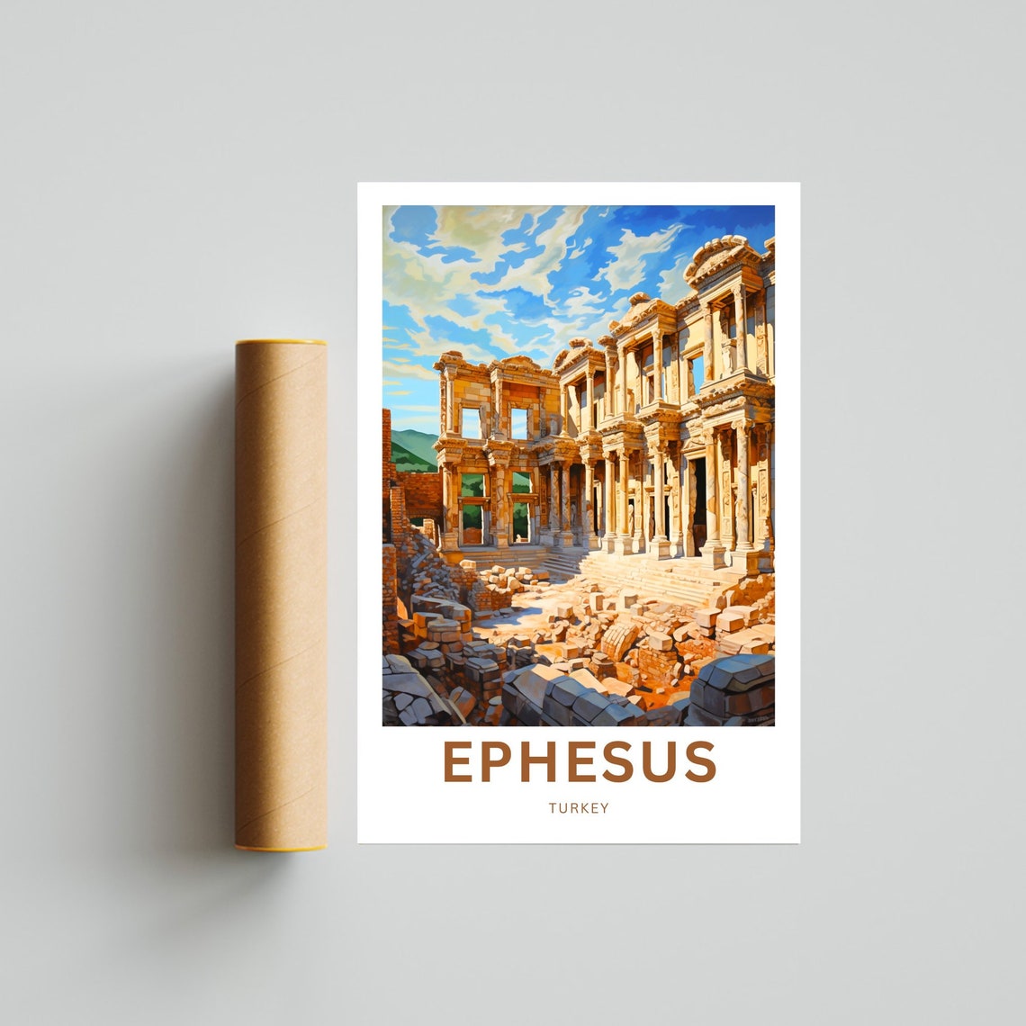 Ephesus Turkey Ancient Roman Ruins Retro Style Travel Poster - Image 4