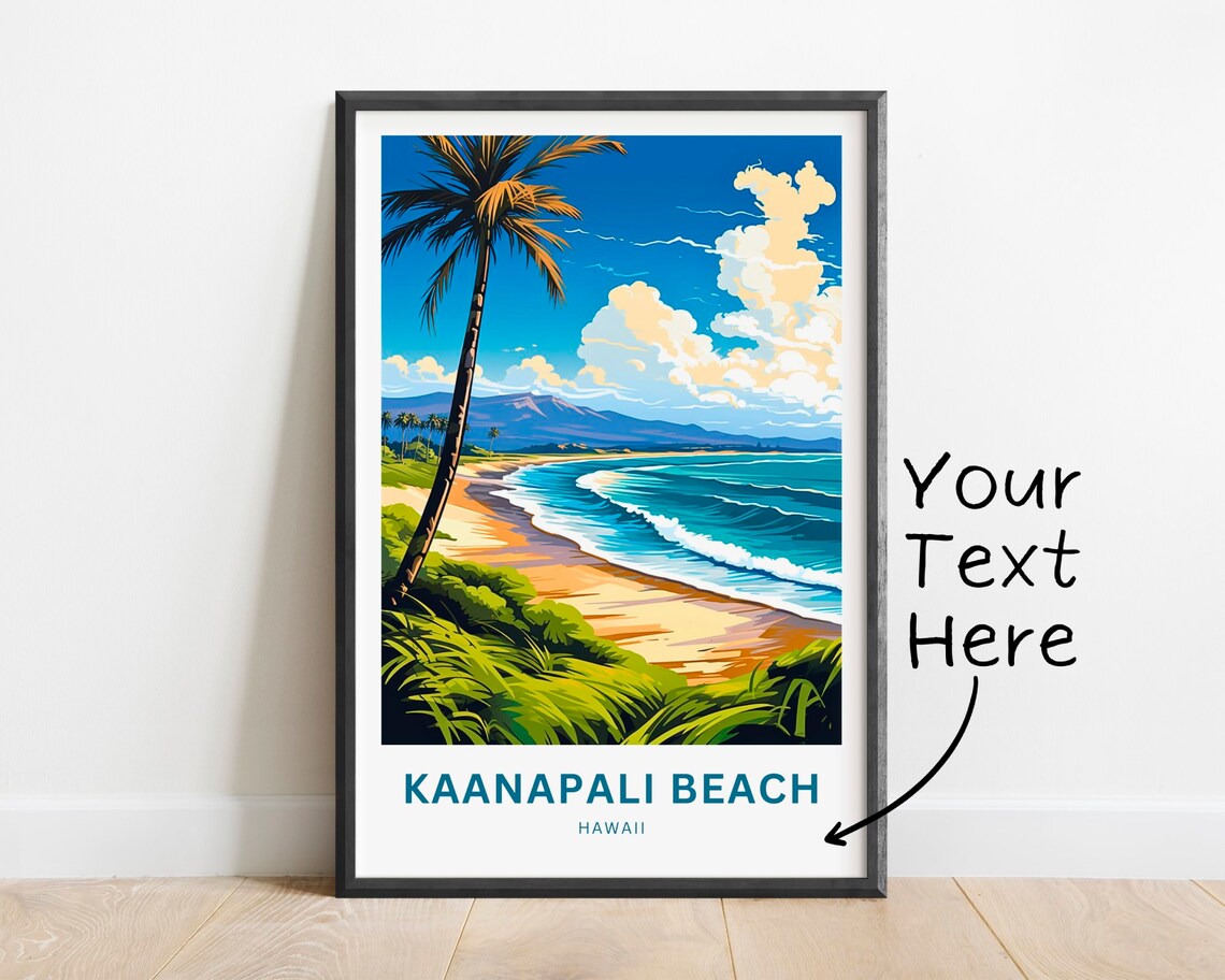 Personalized Kaanapali Beach Travel Poster, Hawaii