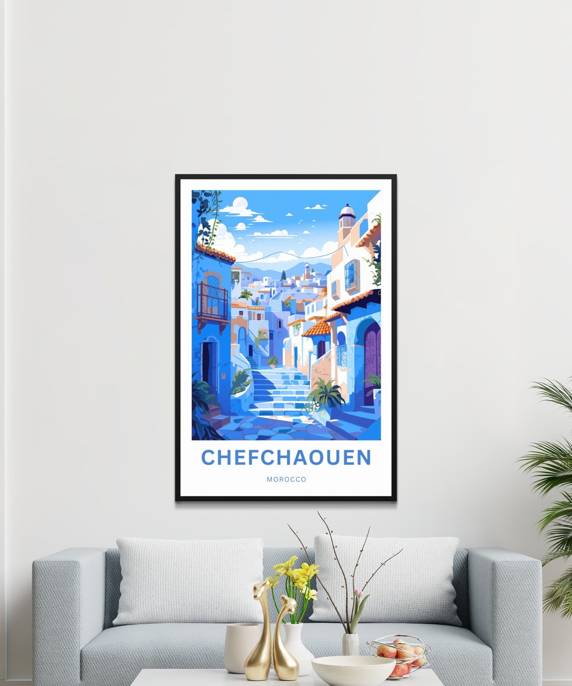 Personalized Chefchaouen Travel Print Chefchaouen Poster Morocco Wall Art Framed Present Gift Morocco Present - Image 3