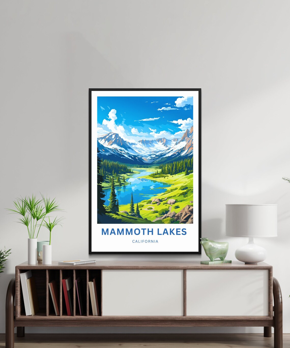 Mammoth Lakes California Winding River Valley Beneath Peaks Poster - Image 3