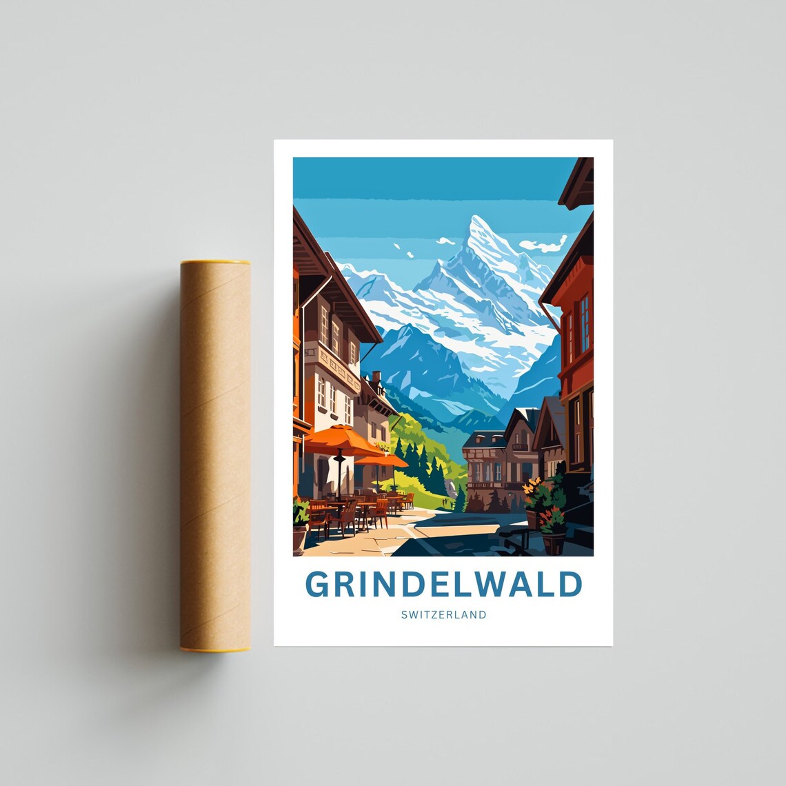 Grindelwald Switzerland Village Street Alpine Peak Travel Poster - Image 4