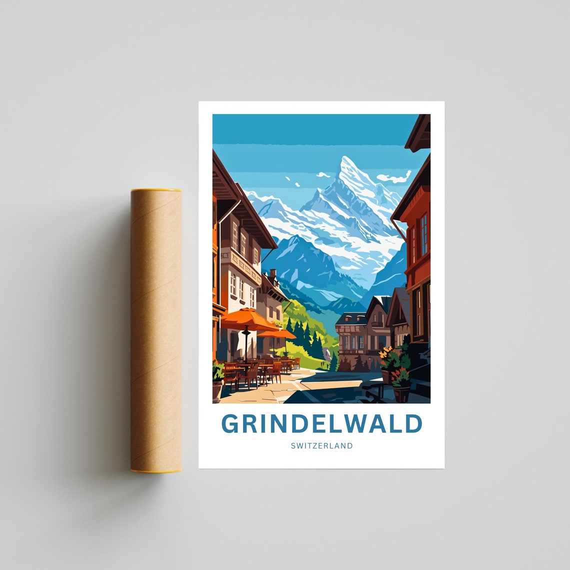 Personalized Grindelwald Switzerland Village Street Custom Poster - Image 2