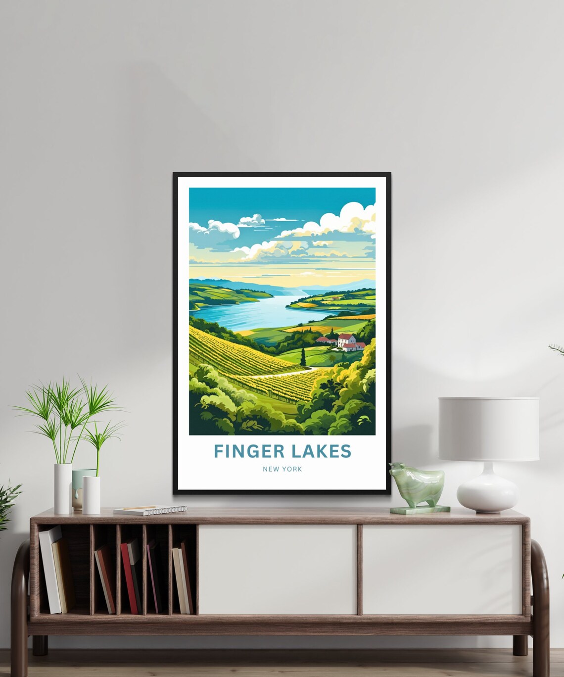 Finger Lakes New York Lake Vineyard Valley Vintage Travel Poster - Image 2