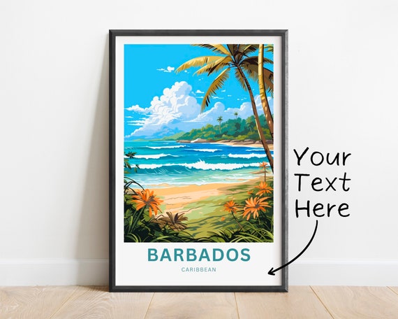 Personalized Barbados Travel Print Barbados Poster Caribbean Wall Art Framed Present Gift Caribbean Present