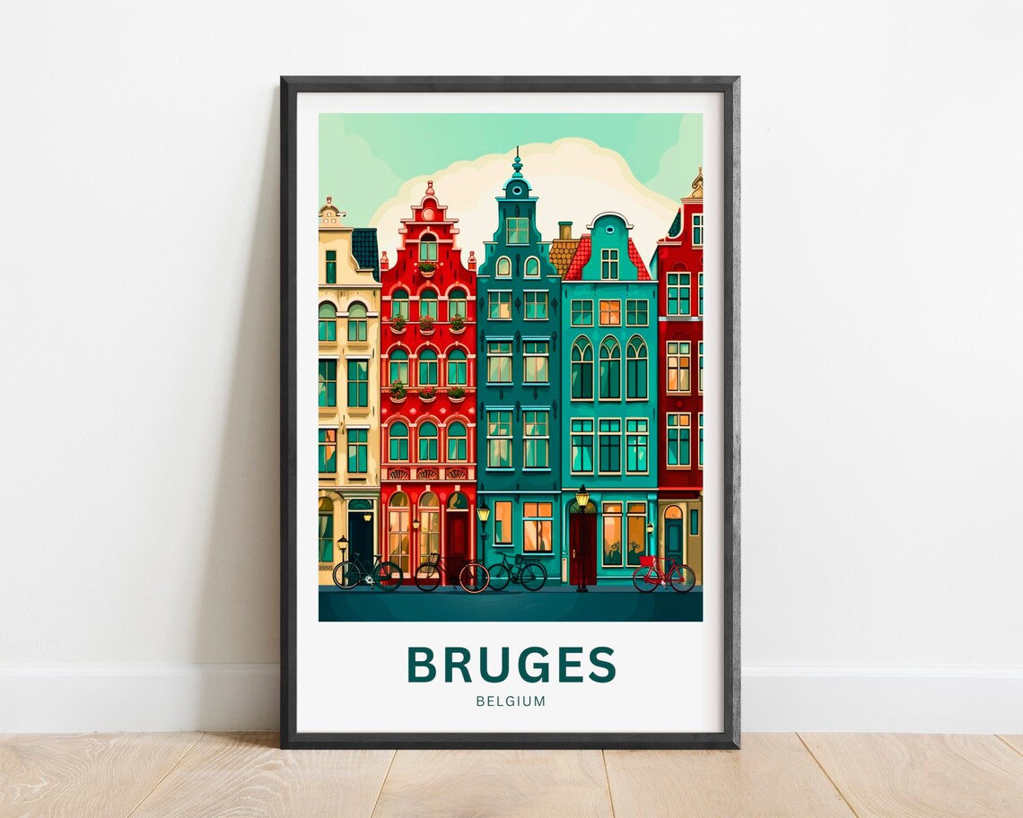 Bruges Travel Print Belgium Gift Poster Print