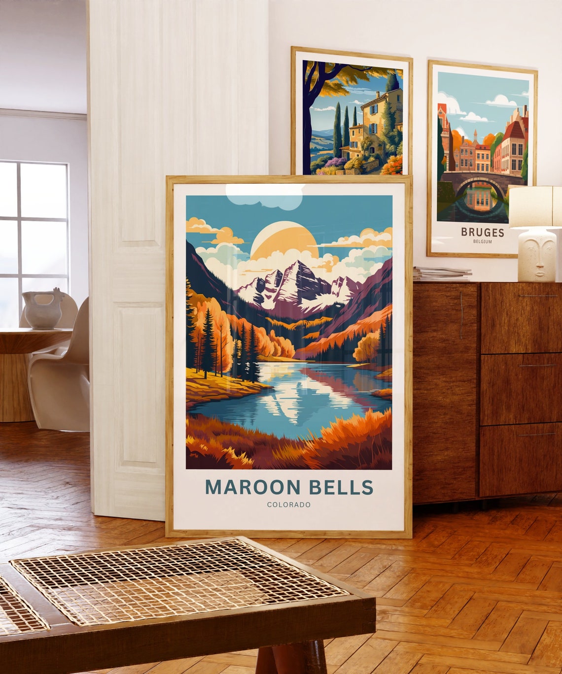 Maroon Bells Colorado Sunset Lake Autumn Aspens Travel Poster - Image 5