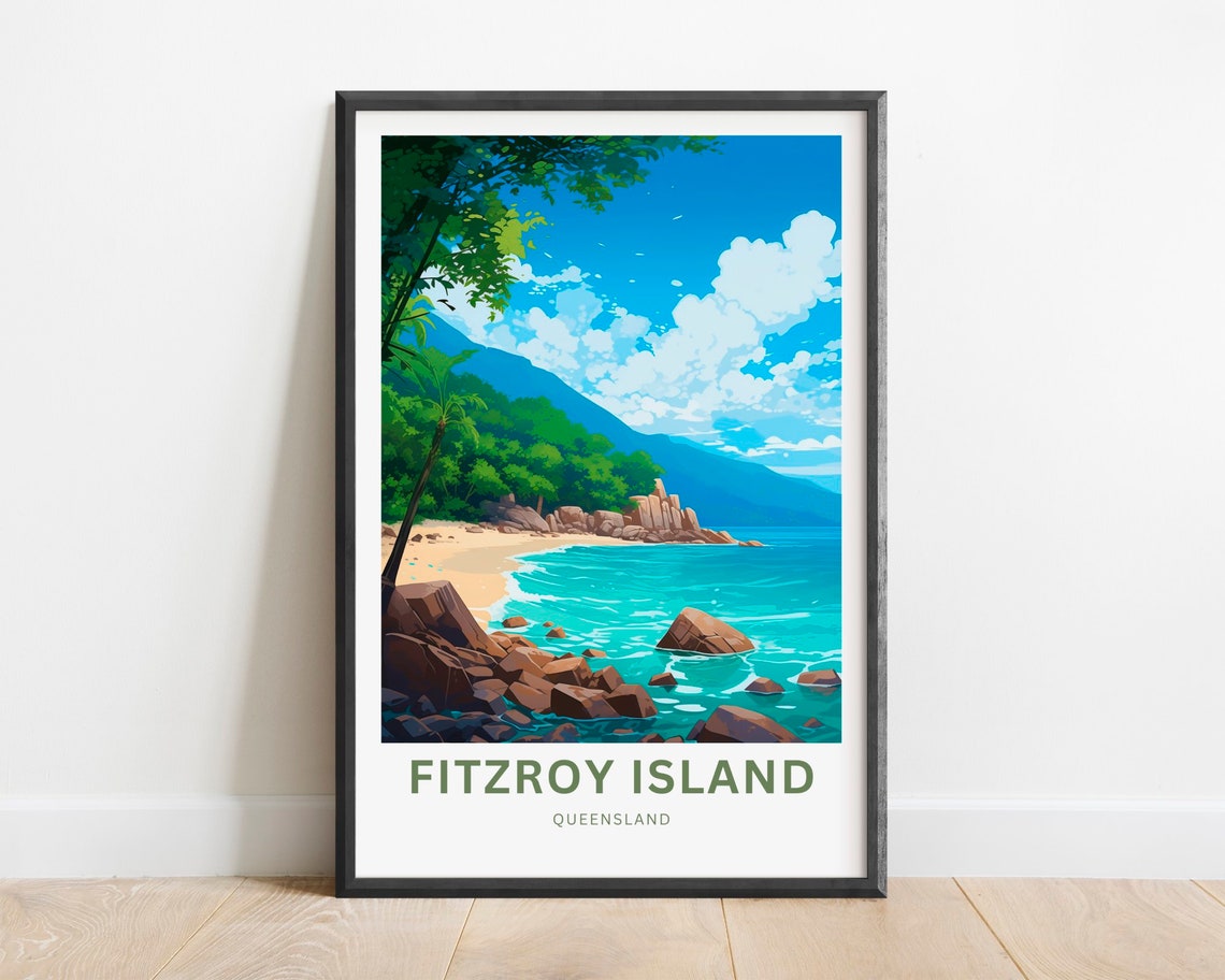Fitzroy Island Queensland Tropical Beach Granite Boulders Poster