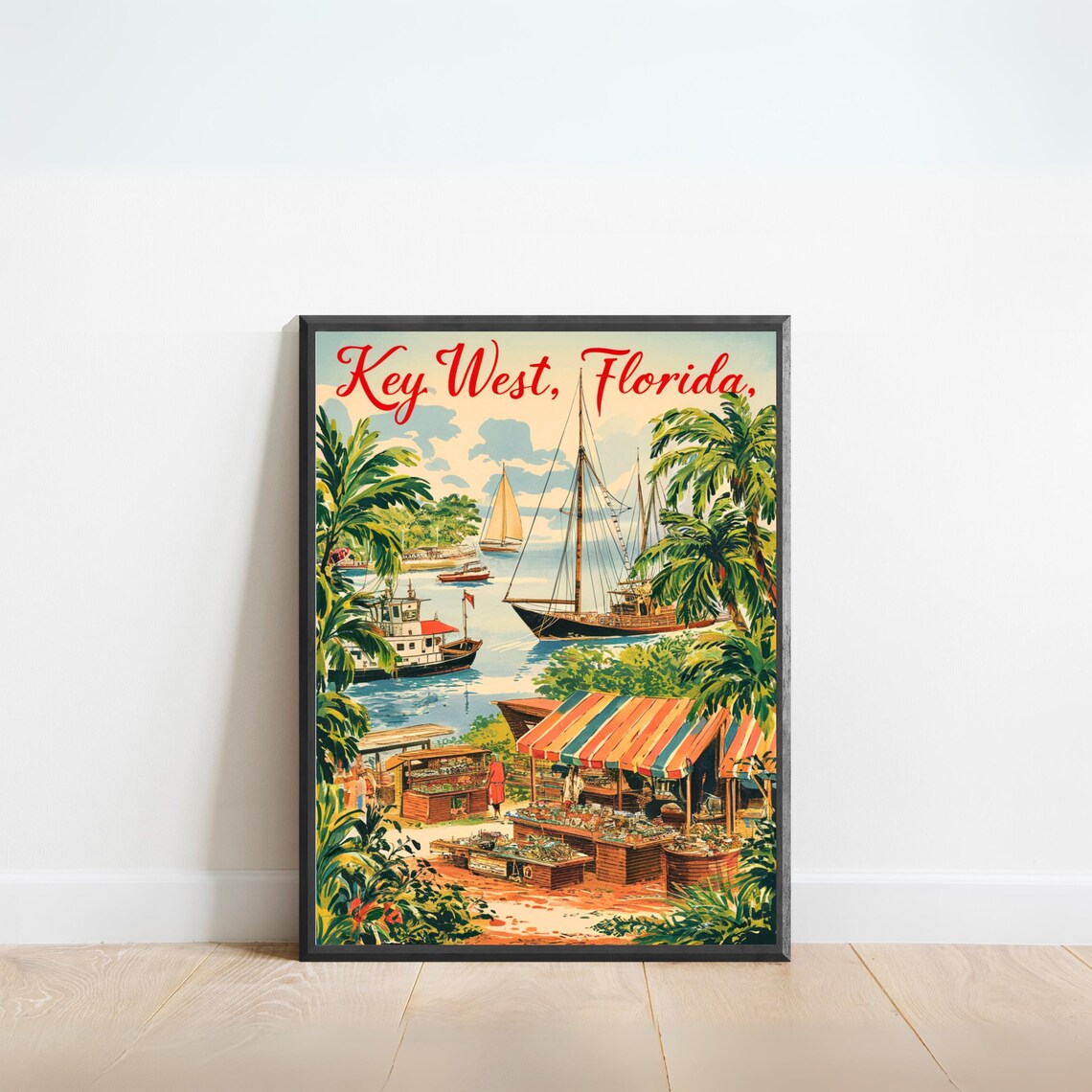 Key West Vintage Travel Poster, Florida Art Print
