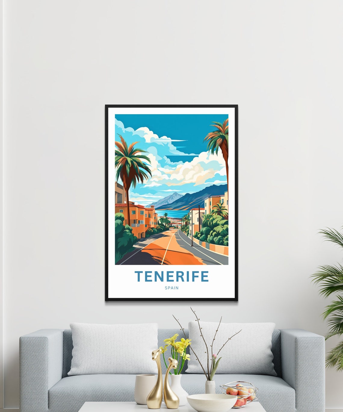 Tenerife Spain Palm Street Beach Custom Personalized Travel Poster - Image 3
