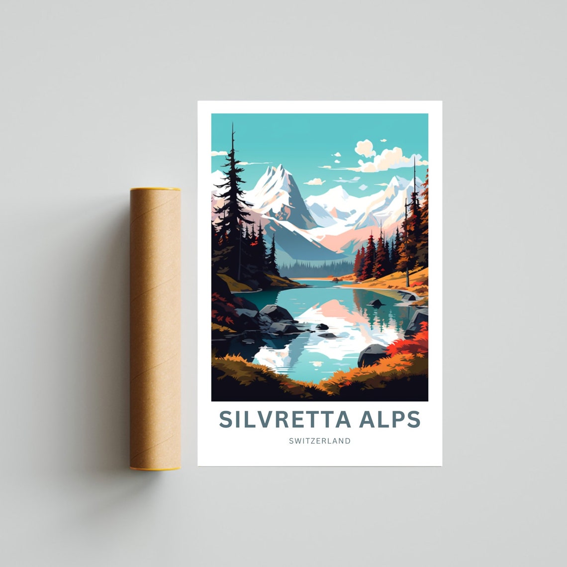 Silvretta Alps Switzerland Autumn Lake Mirror Personalized Poster - Image 4