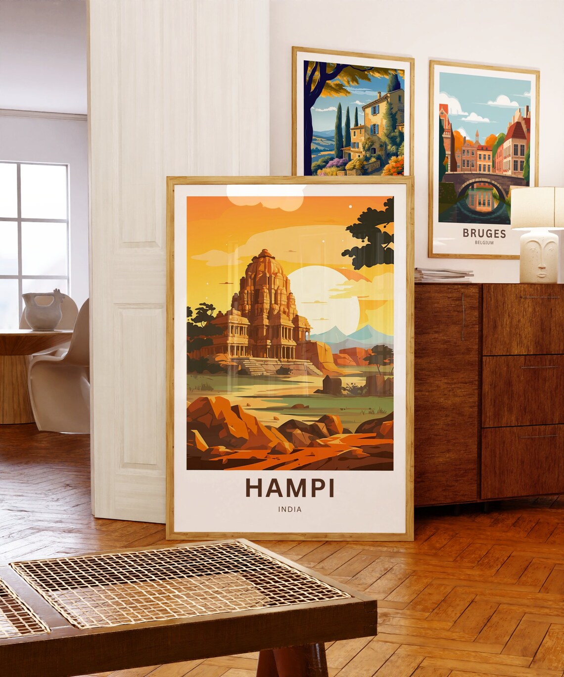 Hampi India Sunset Ancient Temple Ruins Golden Hour Travel Poster - Image 5