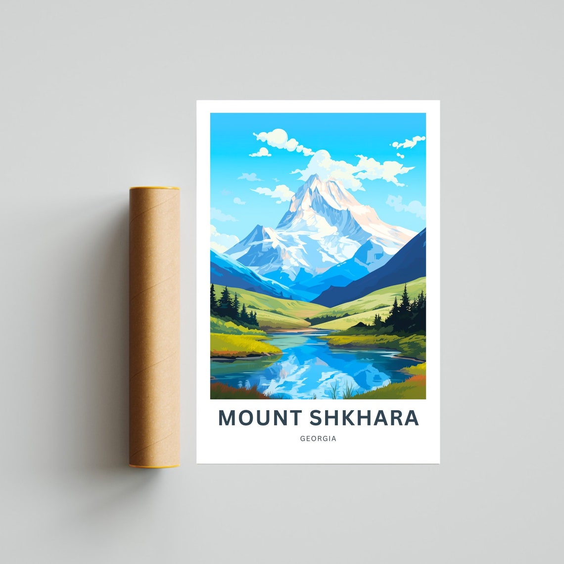 Mount Shkhara Glacier Lake Reflection Personalized Georgia Poster - Image 4