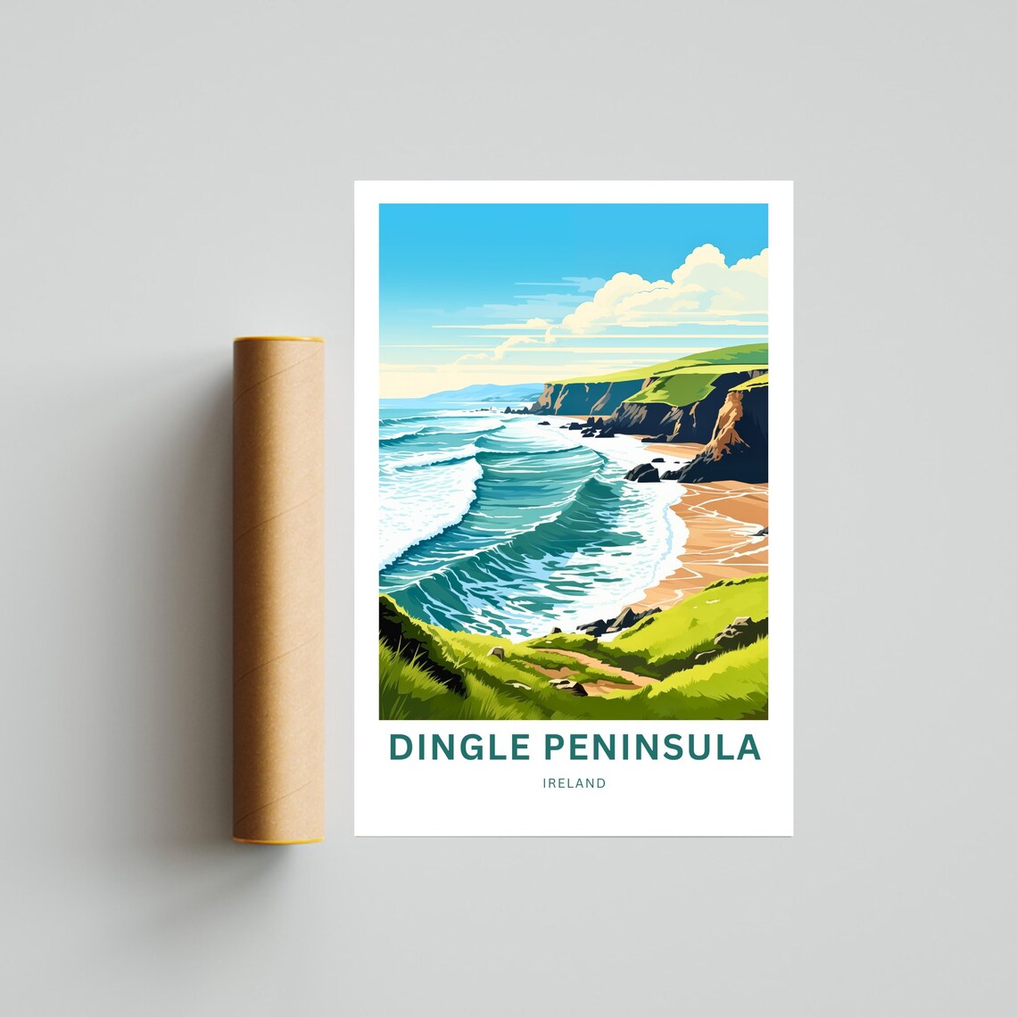 Dingle Peninsula Ireland Turquoise Surf Beach Waves Travel Poster - Image 4