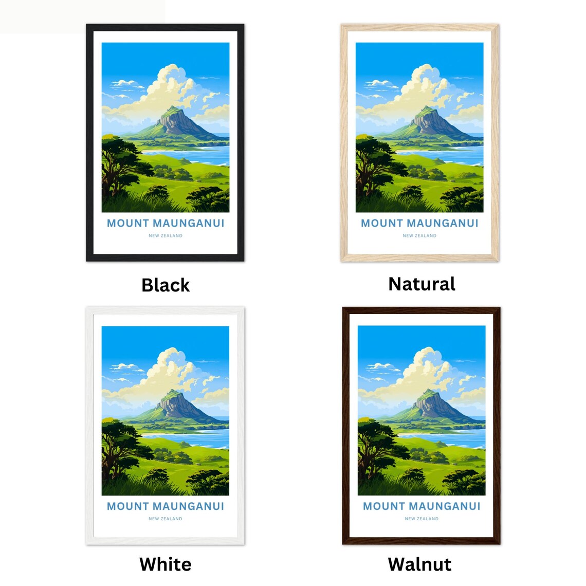 Mount Maunganui New Zealand Coastal Mountain Ocean View Art Poster - Image 2
