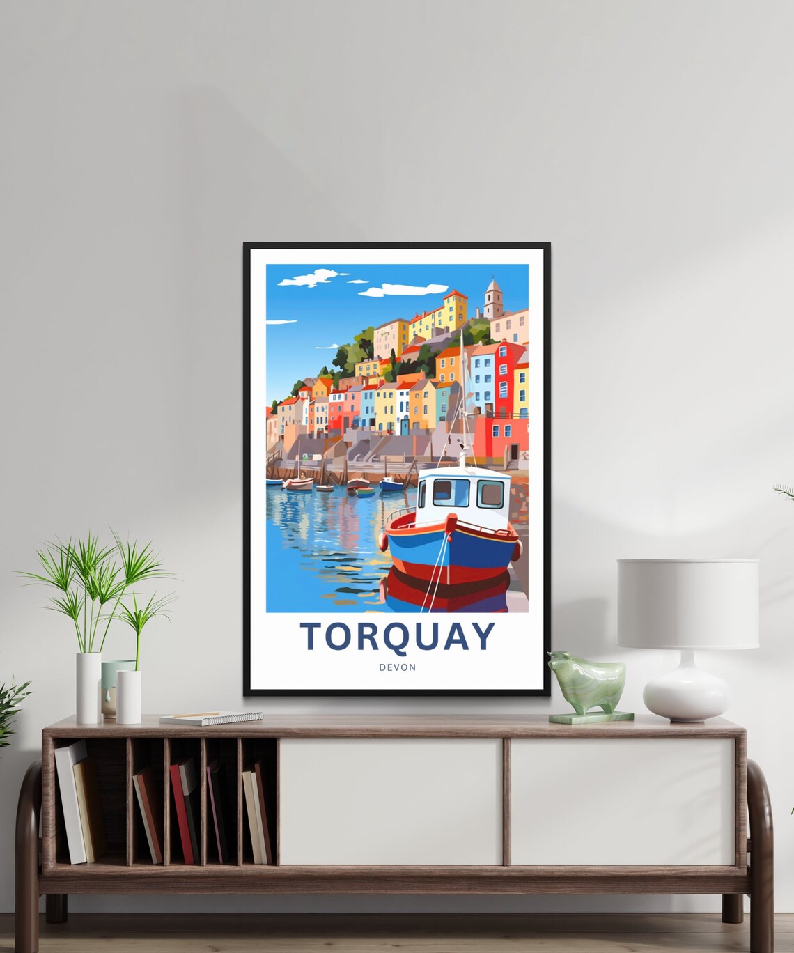 Torquay Devon England Colorful Harbor Fishing Boat Travel Poster - Image 2