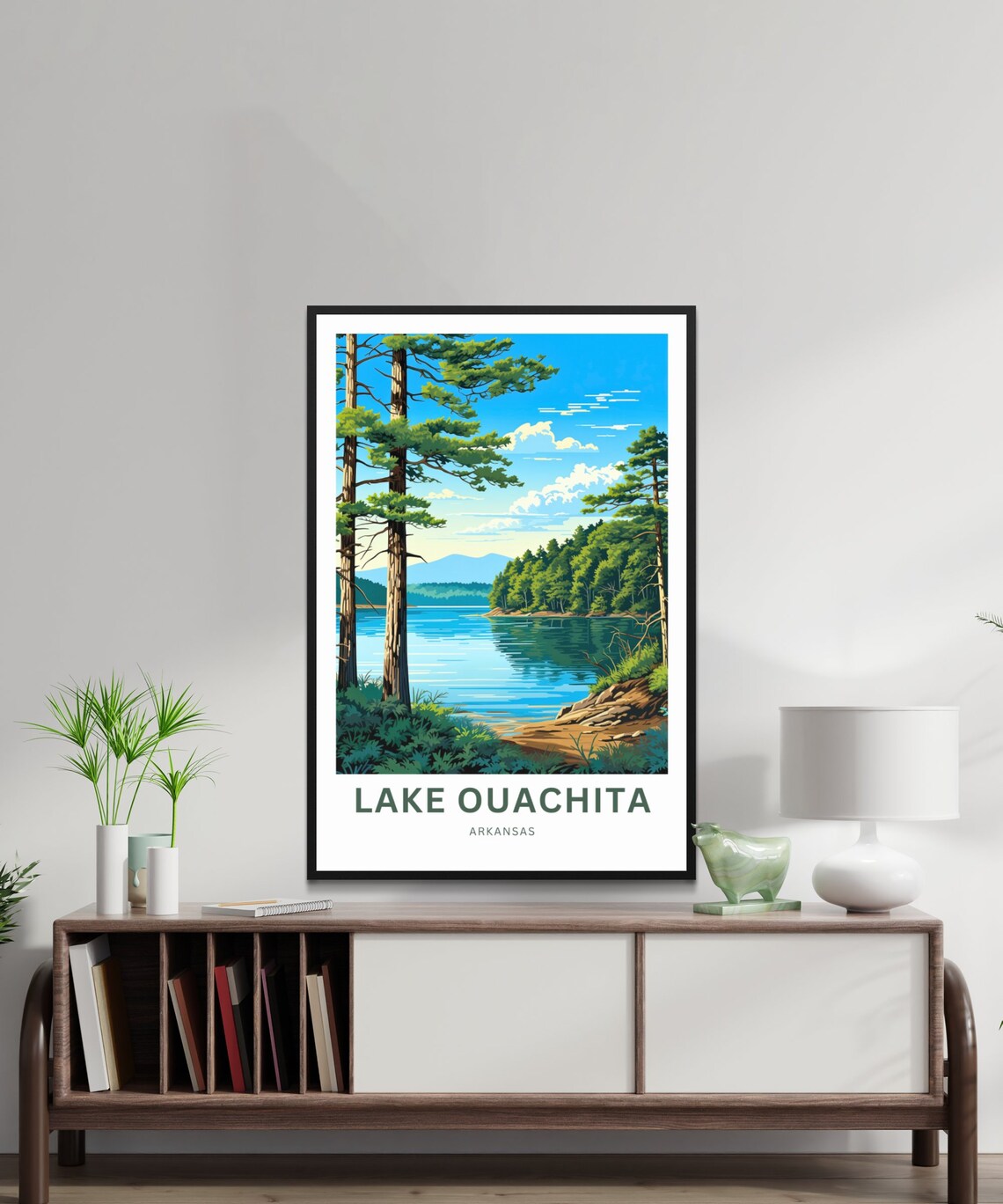 Lake Ouachita Arkansas Lone Pine Rocky Shore Clear Water Travel Poster - Image 2