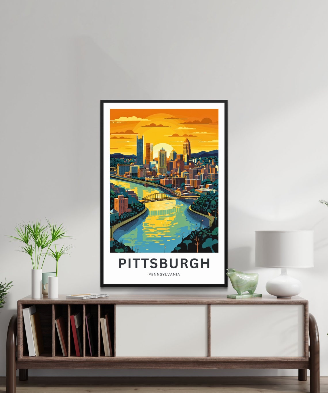Personalized Pittsburgh Pennsylvania Sunset City River Bend Poster - Image 2
