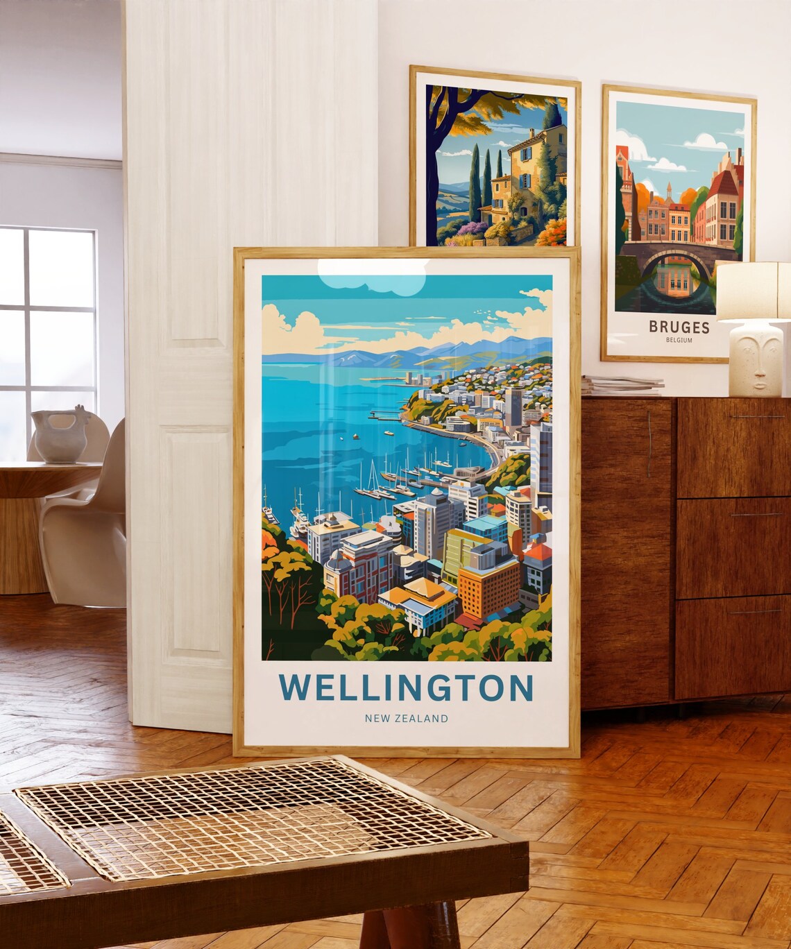 Wellington New Zealand Harbor City Marina Skyline Travel Poster - Image 5
