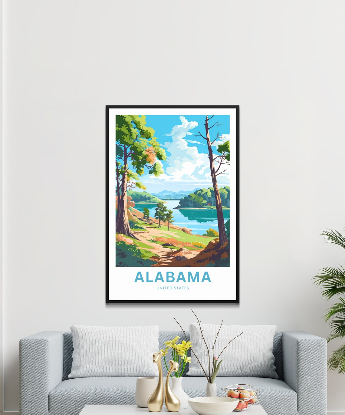Alabama United States Travel Poster River Through Trees Scenic View - Image 3