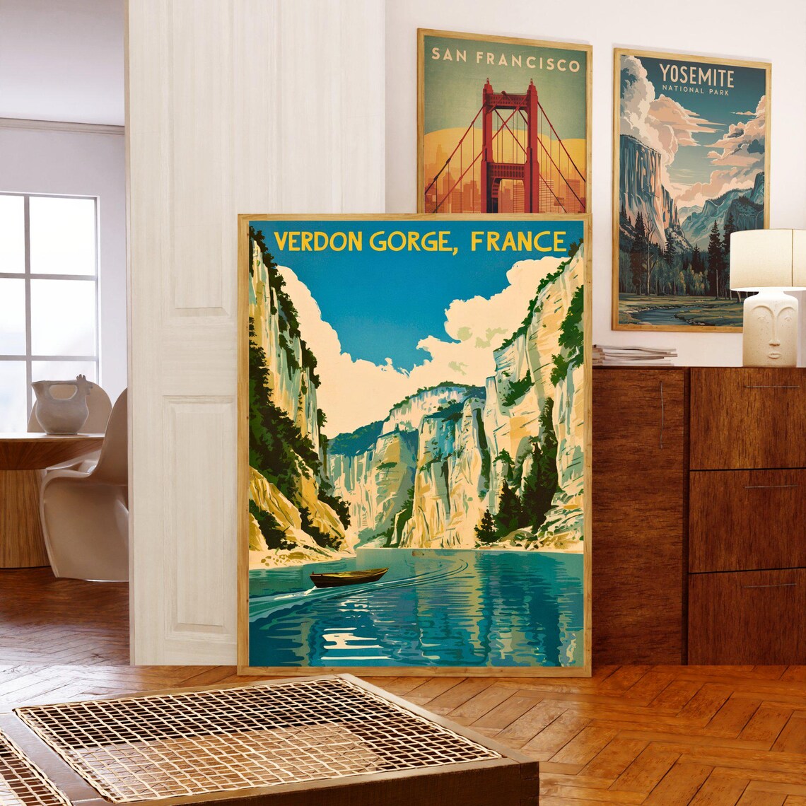 Verdon Gorge France Vintage Style Boat On The Gorge River Poster - Image 5
