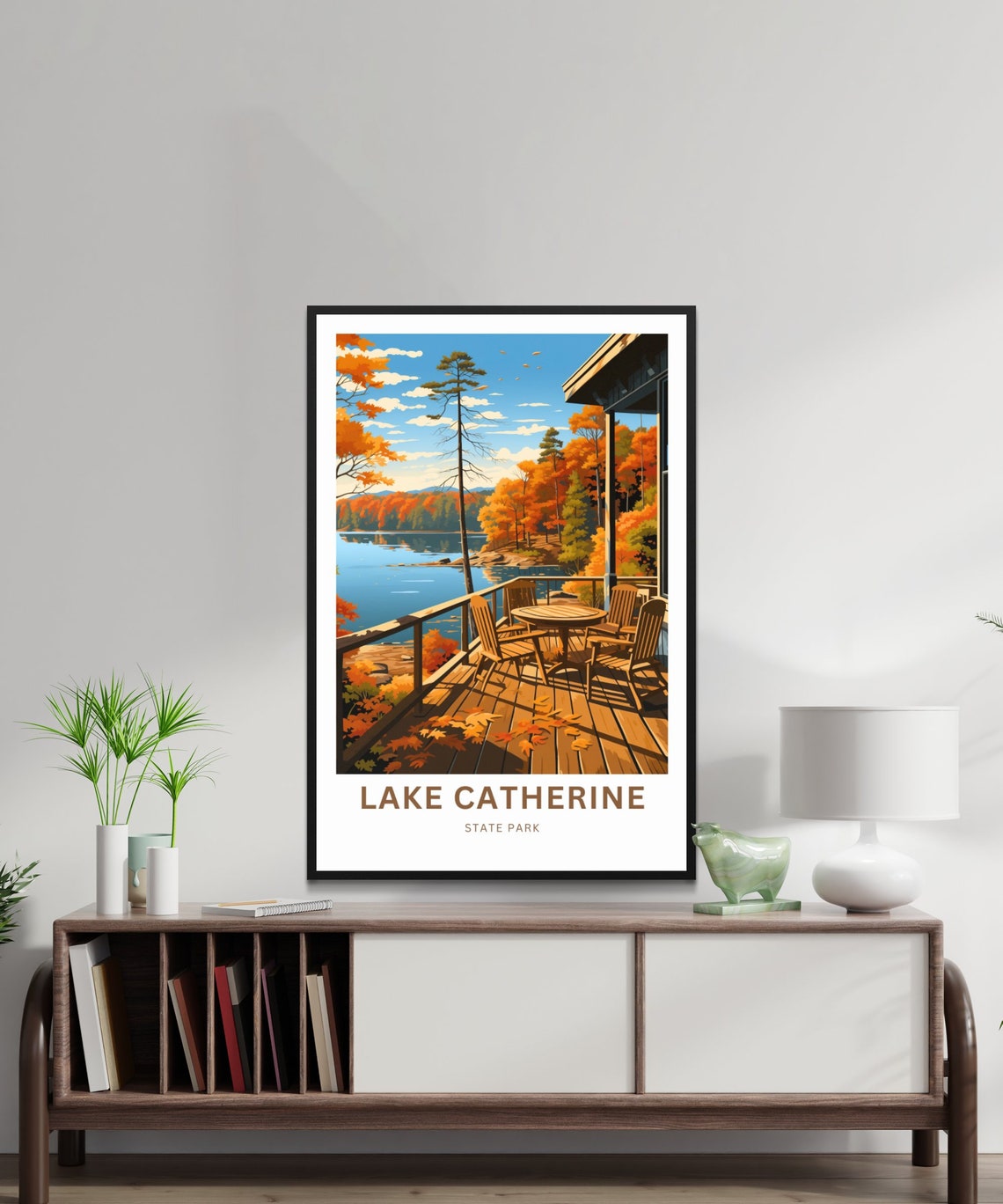 Personalized Lake Catherine State Park Autumn Deck Travel Poster - Image 2