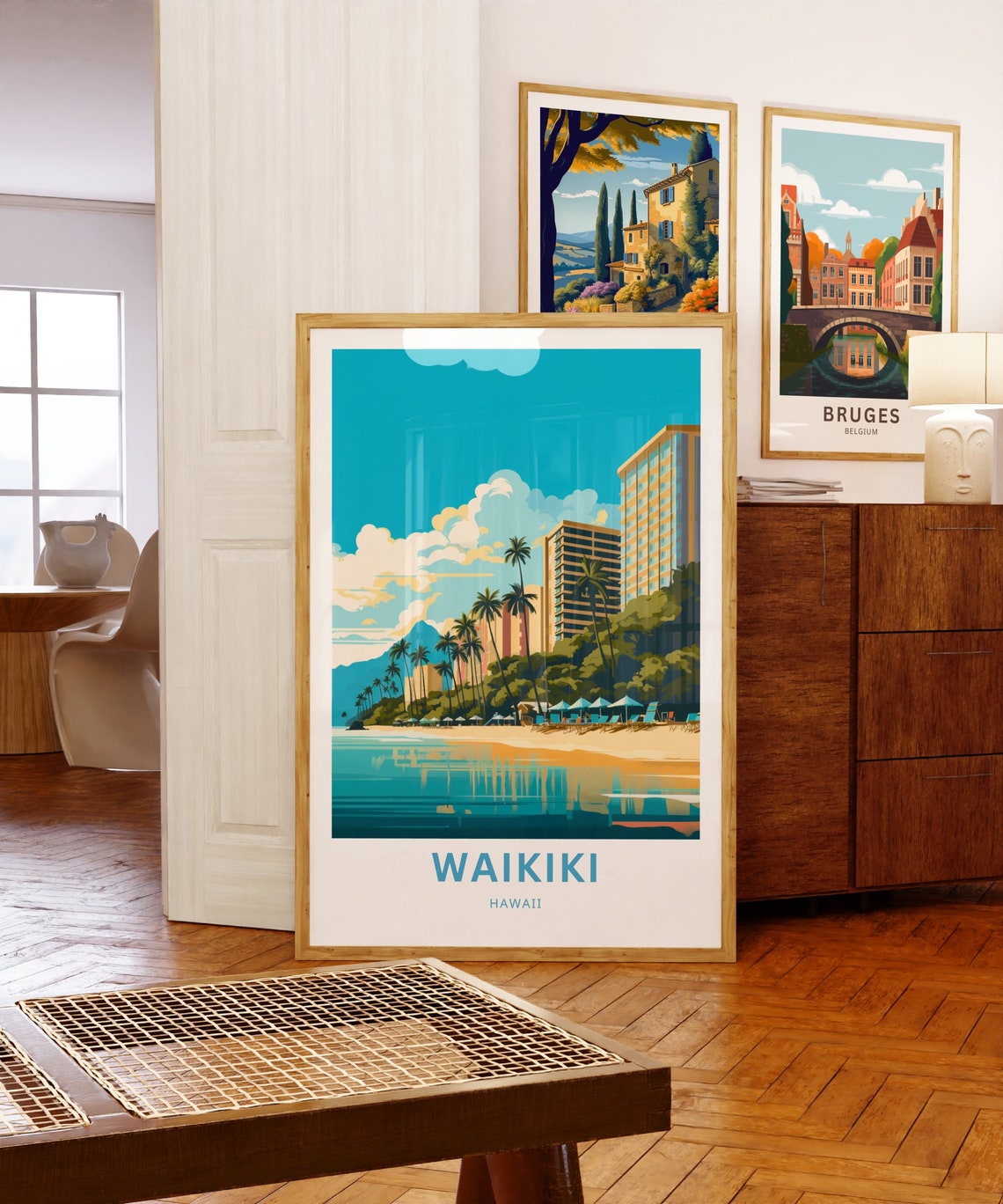 Waikiki Hawaii Personalized Beach Palm Trees Hotel View Travel Poster - Image 5