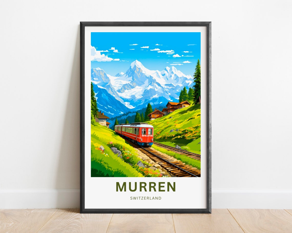 Personalized Murren Switzerland Alpine Train Custom Text Poster - Image 5