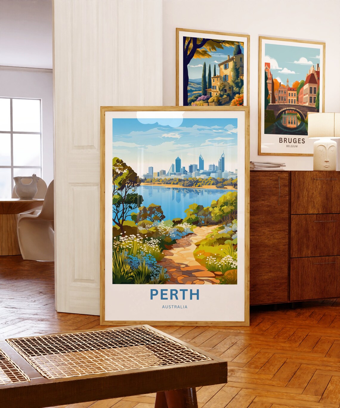 Perth Australia City Skyline River View Vintage Travel Poster - Image 5