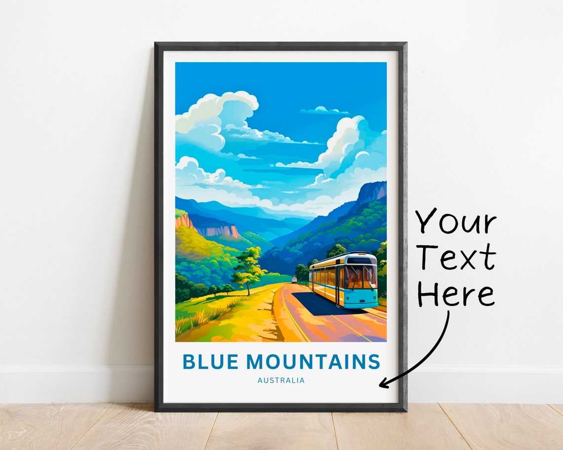 Blue Mountains Australia Scenic Train Valley Ride Custom Text Poster