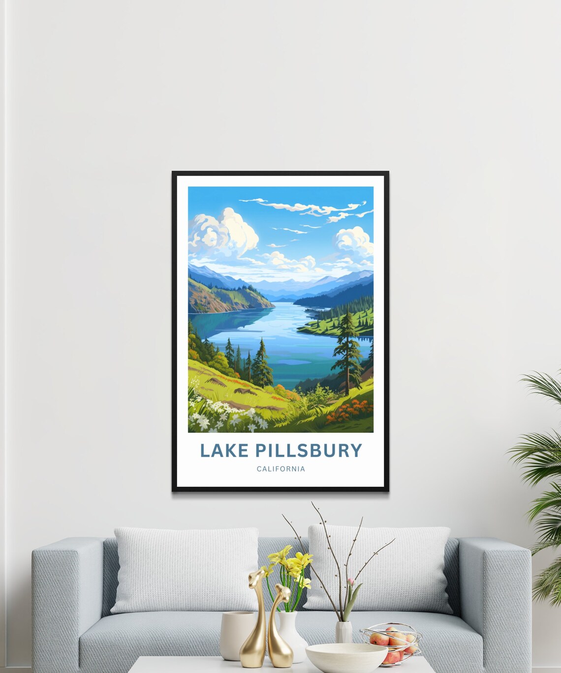 Lake Pillsbury California Blue Mountain Lake Wildflower Poster - Image 3
