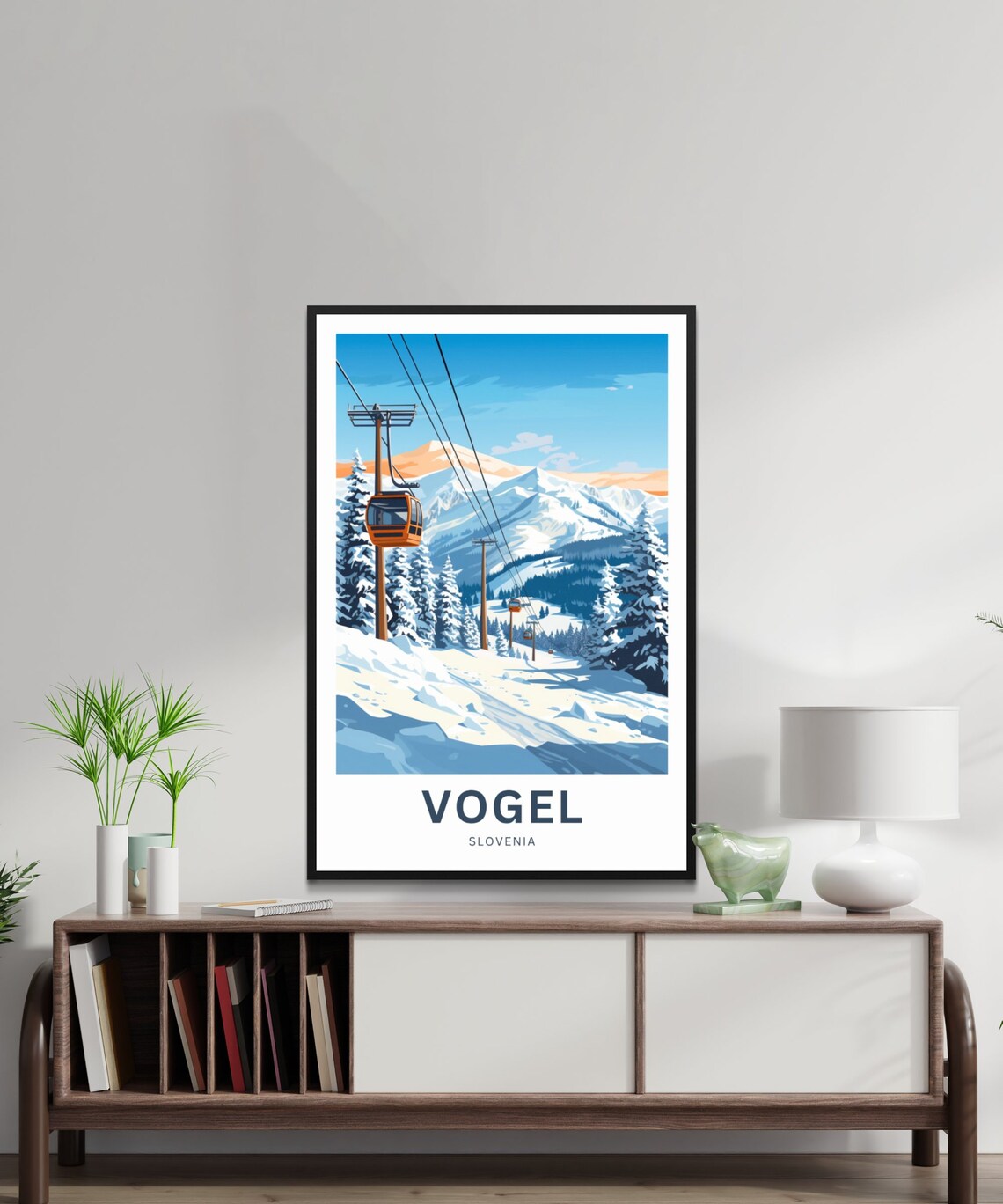 Vogel Slovenia Gondola Cable Car Ski Slope Personalized Travel Poster - Image 2