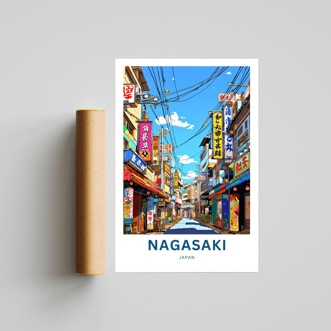 Personalized Nagasaki Japan Sign Street Custom Text Urban Scene Poster - Image 4