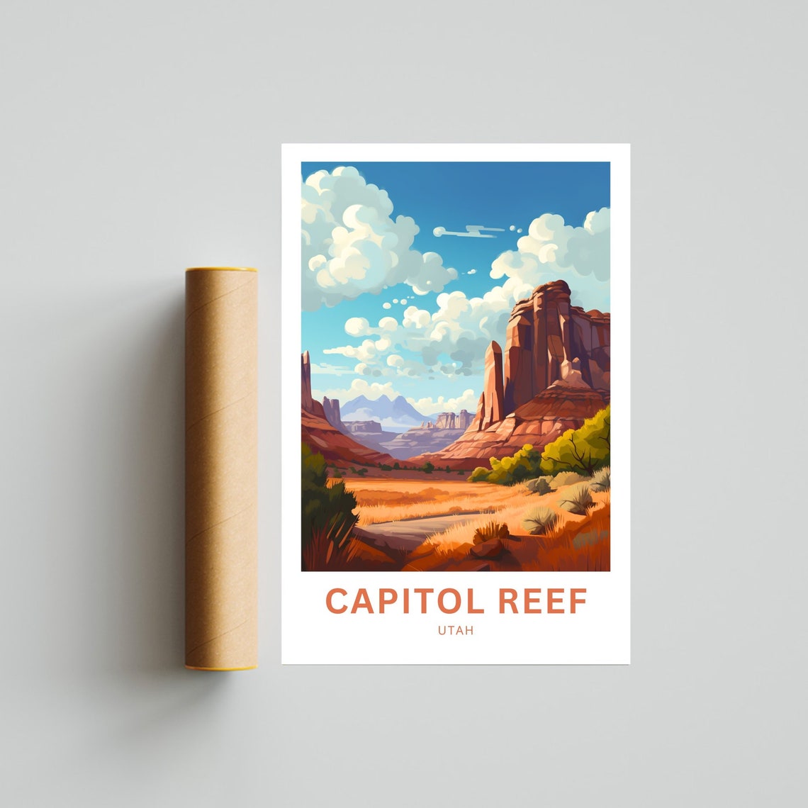 Capitol Reef Utah Red Rock Cliffs Golden Desert Travel Poster - Image 4