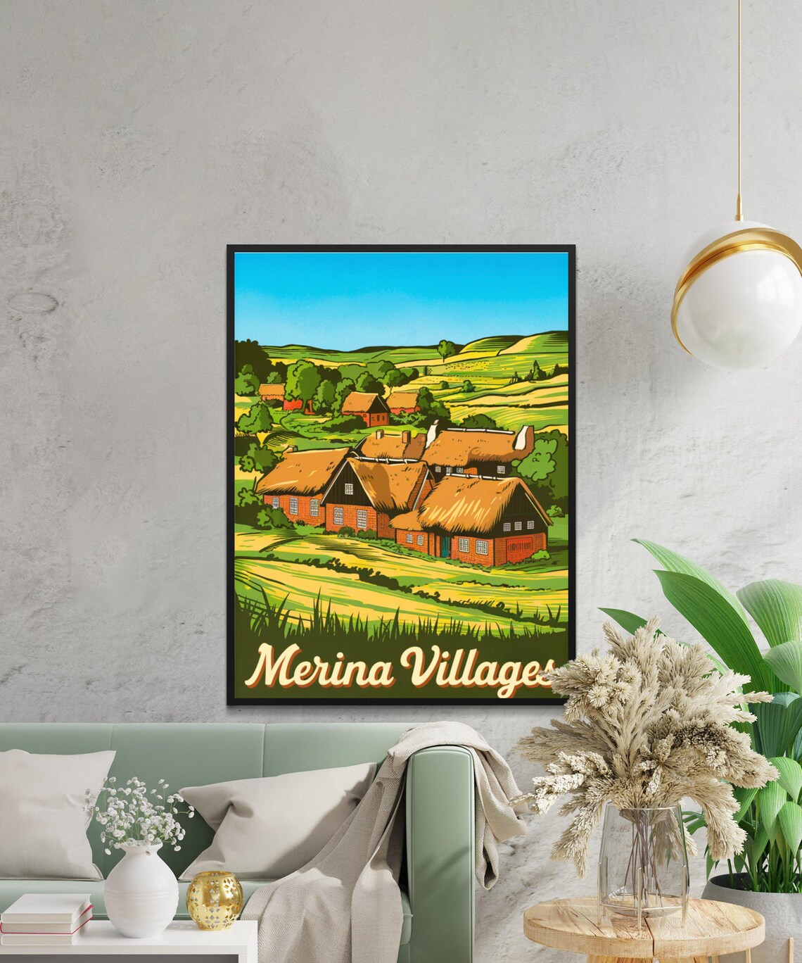 Merina Villages Madagascar Vintage Travel Poster Thatched Homes Hills - Image 3