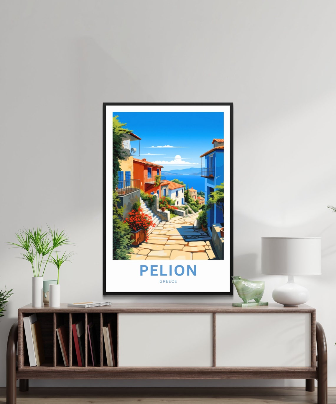 Pelion Greece Personalized Colorful Village Stone Steps Poster - Image 2