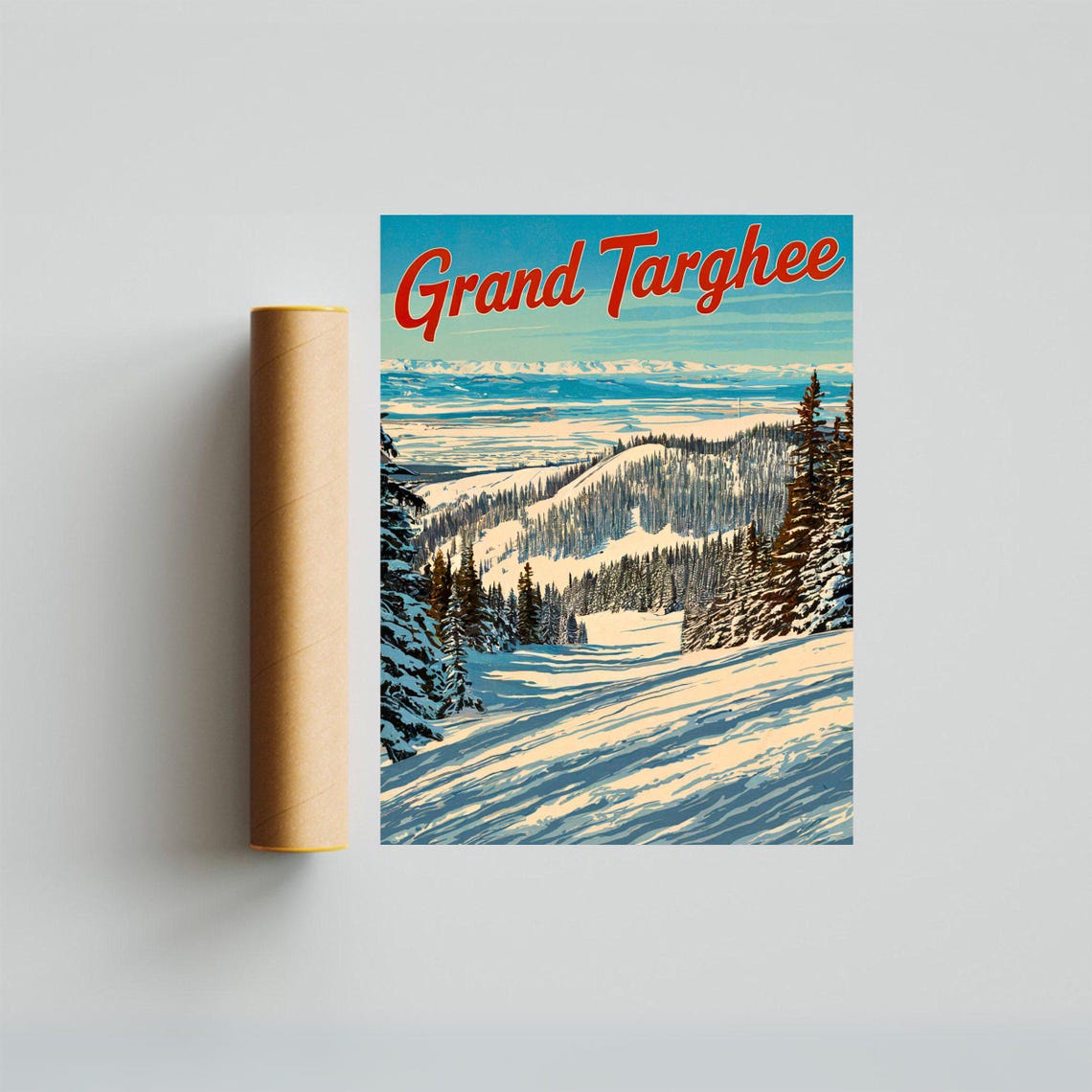 Grand Targhee Wyoming Snowy Ski Slopes Pine Forest Vintage Poster - Image 3
