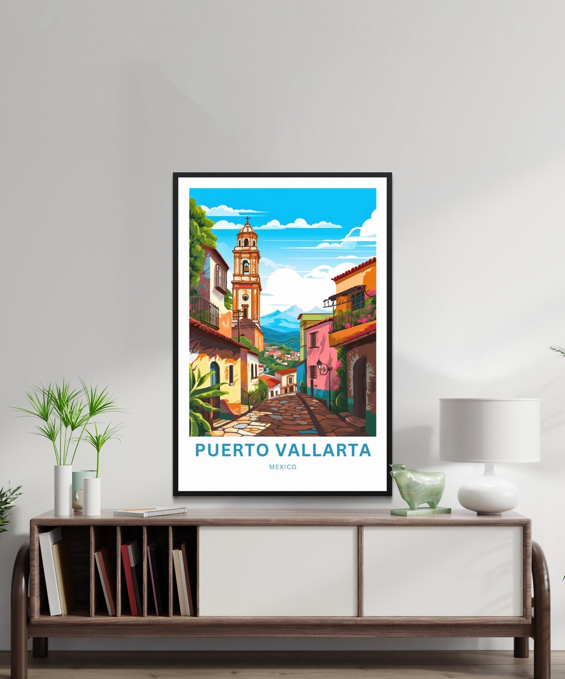 Puerto Vallarta Travel Print Puerto Vallarta Poster Mexico Wall Art Framed Present Gift Mexico Decor Present Customize Your Text - Image 2