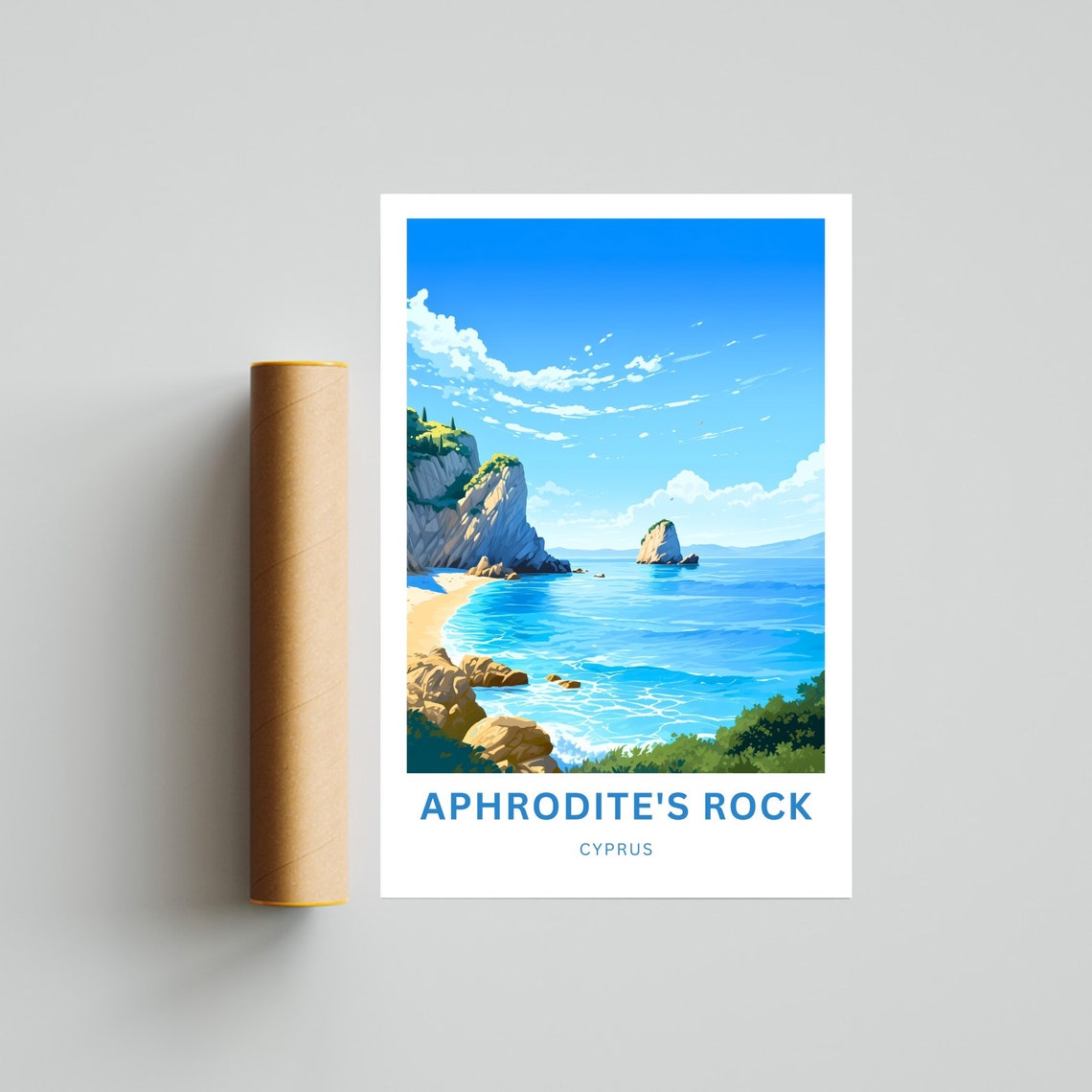 Aphrodite's Rock Cyprus Rocky Shore Cliffs Travel Art Poster - Image 4