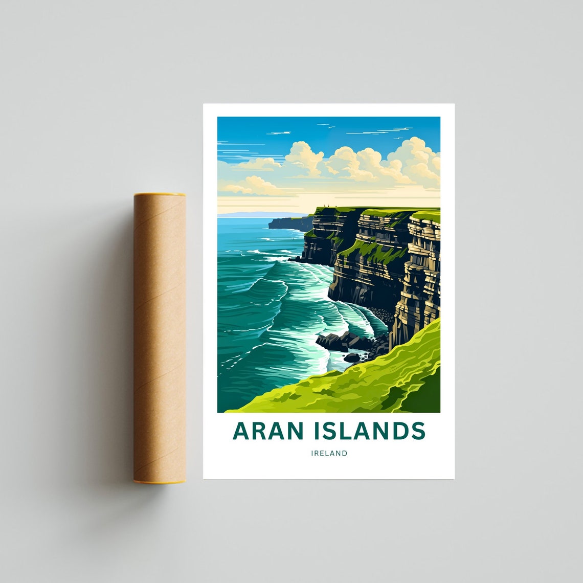 Aran Islands Ireland Layered Limestone Cliffs Turquoise Sea Poster - Image 4