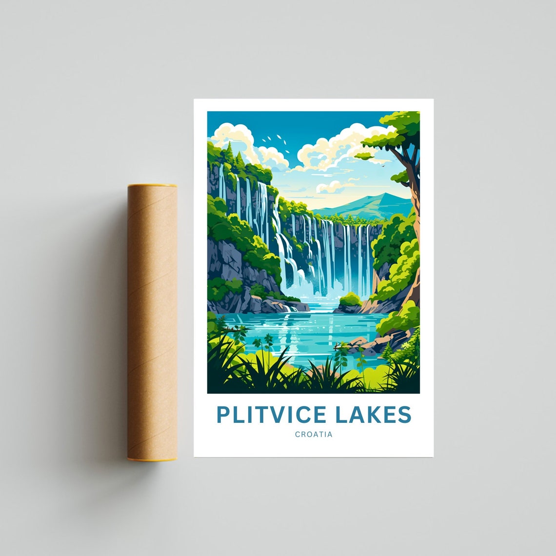 Personalized Plitvice Lakes Croatia Waterfalls National Park Poster - Image 4