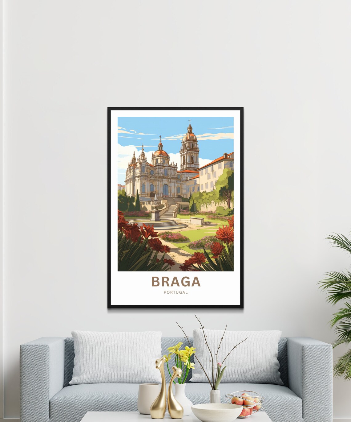 Personalized Braga Portugal Church Gardens Custom Text Poster - Image 3
